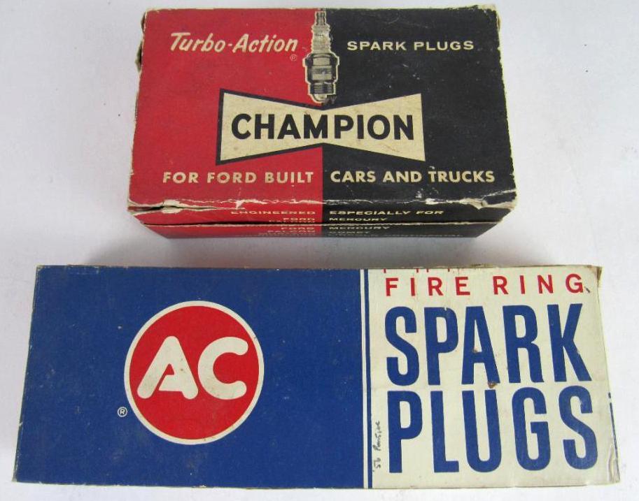 (2) Full NOS Boxes Vintage Spark Plugs- AC Fire Ring, Champion