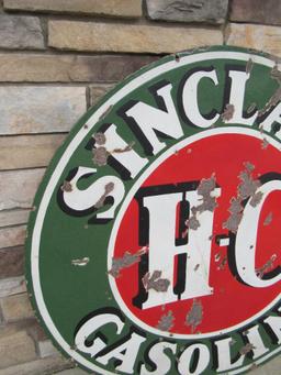 Antique Sinclair H-C Gasoline Double Sided Porcelain Service Station Sign Original 48"