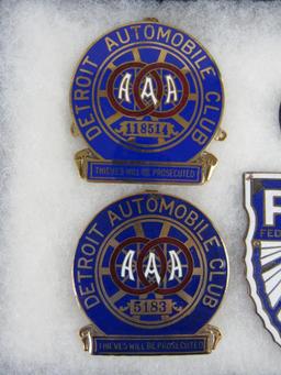 (4) Antique Porcelain Enameled Car Club Grill Badges/ License Plate Toppers