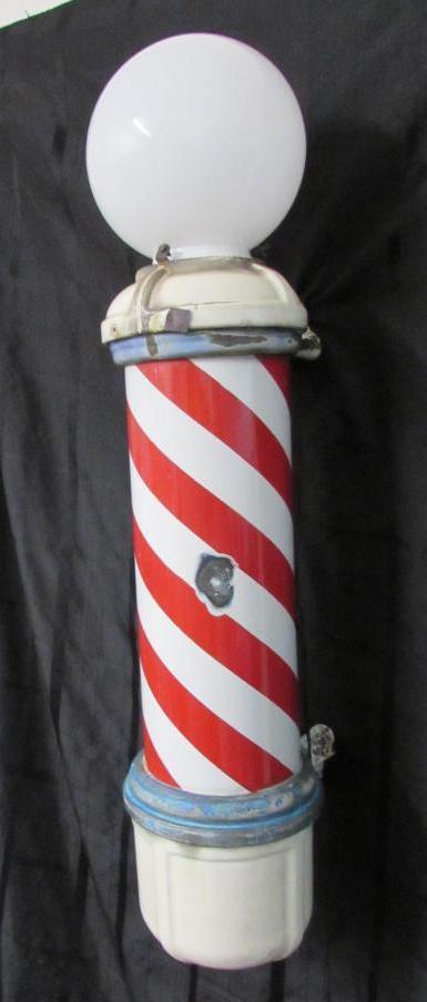 Outstanding Antique Porcelain 36" Barber Pole