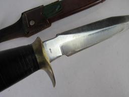 Vintage Guttman Italy Fixed Blade Knife in Sheath 12.5"