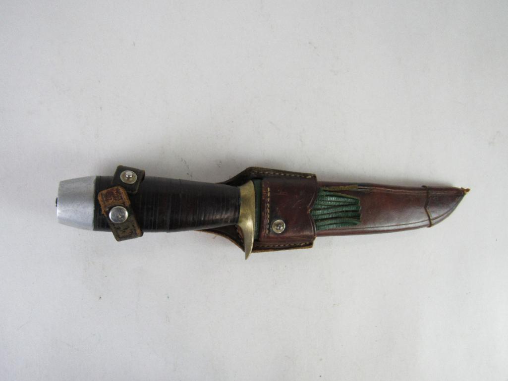Vintage Guttman Italy Fixed Blade Knife in Sheath 12.5"