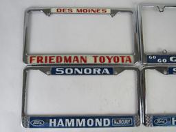 Lot (4) Vintage Metal/ Chrome License Plate Frames- Ford, Goodyear, Toyota