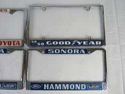 Lot (4) Vintage Metal/ Chrome License Plate Frames- Ford, Goodyear, Toyota