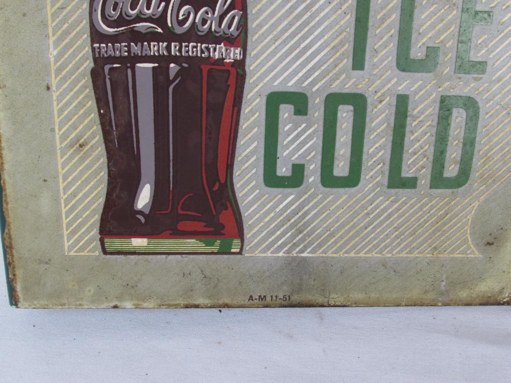 Outstanding Dated 1951 Drink Coca Cola Coke Metal Flange Sign