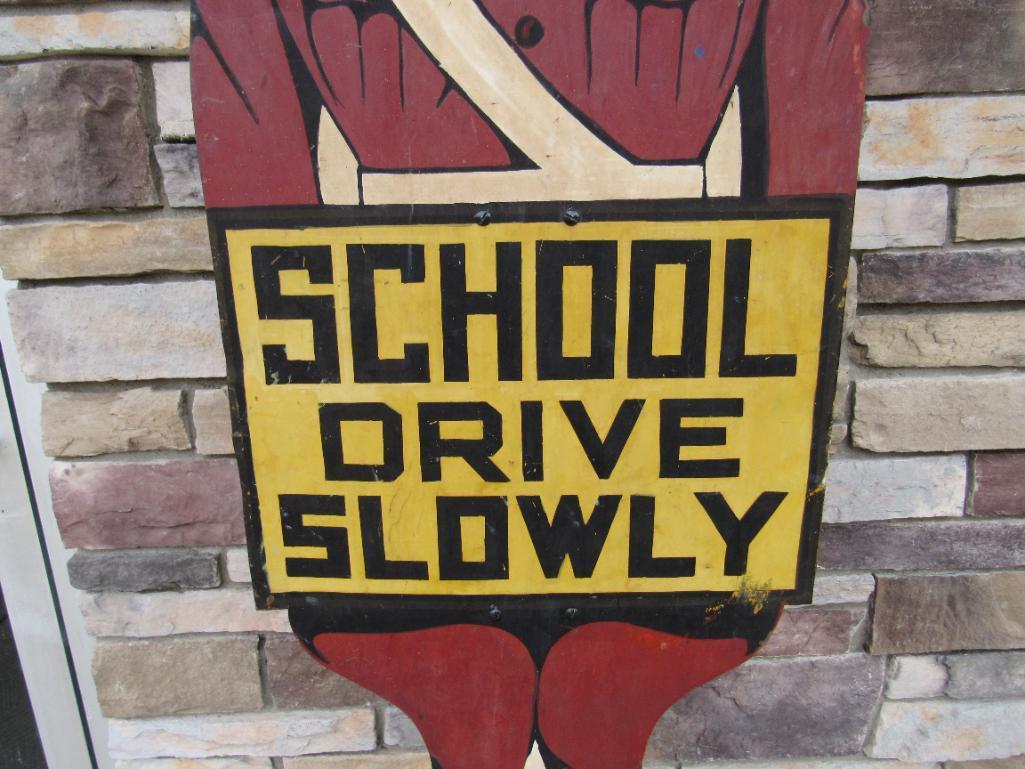 Excellent Antique (1920's/30's) Diecut Metal School Police Sign/ Traffic Cop- Digby Safety Sentinel