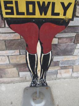 Excellent Antique (1920's/30's) Diecut Metal School Police Sign/ Traffic Cop- Digby Safety Sentinel