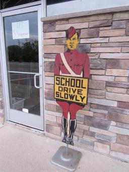 Excellent Antique (1920's/30's) Diecut Metal School Police Sign/ Traffic Cop- Digby Safety Sentinel
