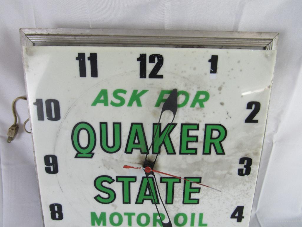 Vintage Dualite "Ask For Quaker State Motor Oil" Advertising Clock