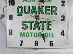 Vintage Dualite "Ask For Quaker State Motor Oil" Advertising Clock