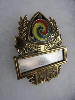 Excellent Antique 1958 AMA American Motorcycle Association Tour Award Badge