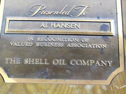 Antique Shell Oil Co. 15 Year Service Award Plaque