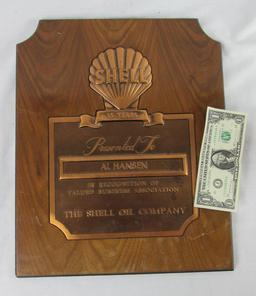 Antique Shell Oil Co. 15 Year Service Award Plaque