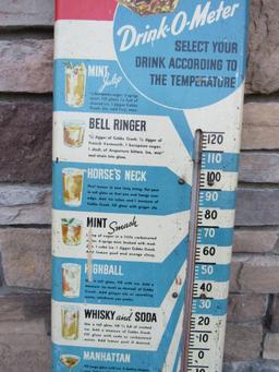 Rare Vintage Cobbs Creek Whisky 39" Metal Advertising Thermometer