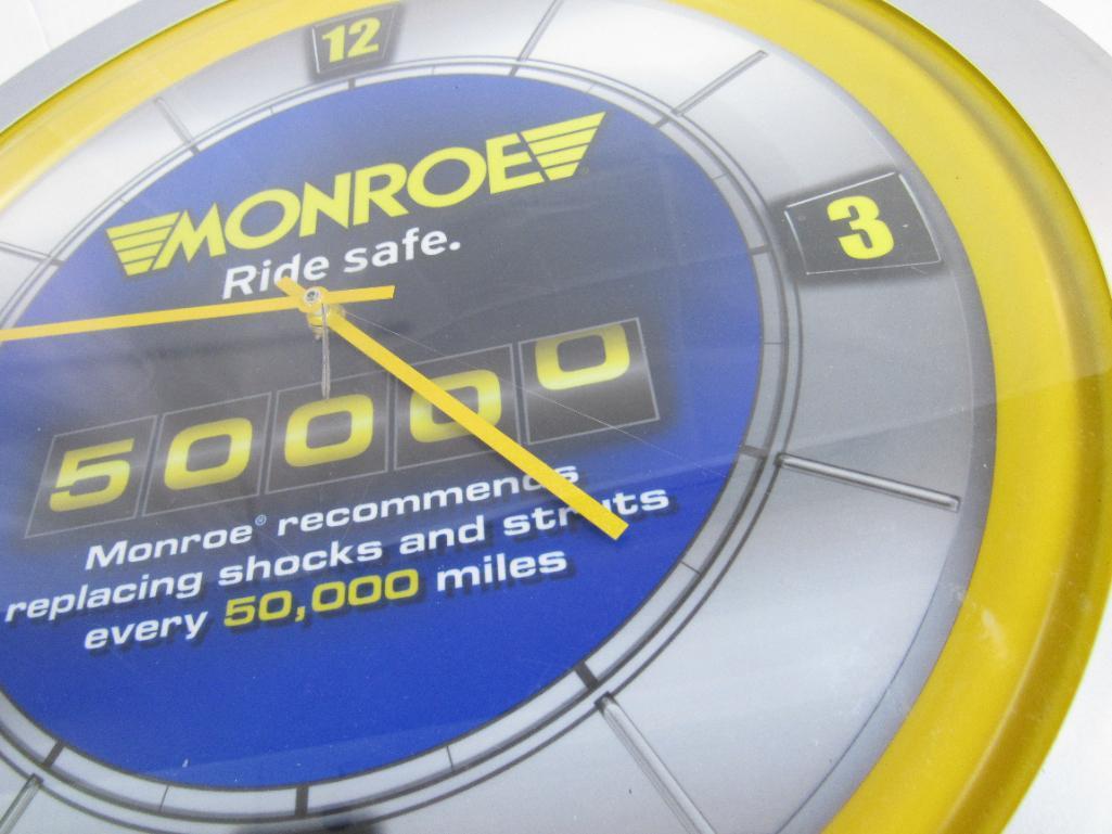 Vintage Monroe Shocks & Struts Lighted Advertising 21" Dealer Clock