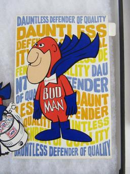Lot (4) Vintage 1960's Budweiser BUD MAN Decals- Larger Sized