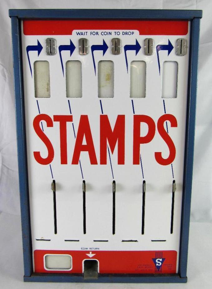Vintage Shipman Coin Op Porcelain Face Postage Stamp Vending Machine