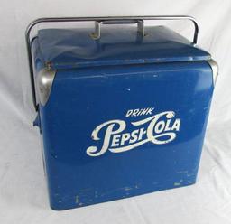 Vintage Pepsi Cola Ice Chest Cooler / Metal with Tray by Progress Refrig.