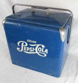 Vintage Pepsi Cola Ice Chest Cooler / Metal with Tray by Progress Refrig.