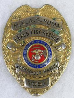 Vintage US Marine Corps MCAS Yuma Arizona Crash-Fire-Rescue Badge