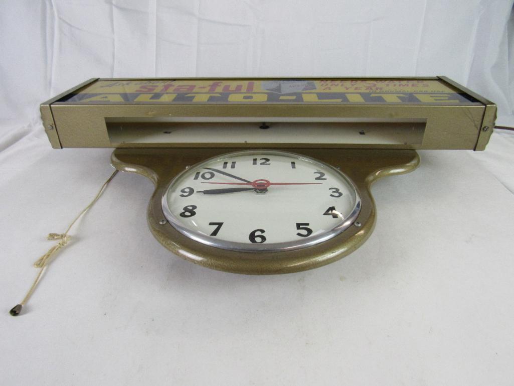 Outstanding Original Auto-Lite Antique Reverse Glass "Art Deco" Advertising Clock