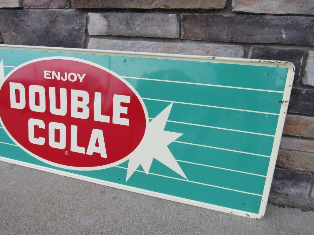 Beautiful Vintage "Enjoy" Double Cola Metal 5 Ft. Advertising Sign