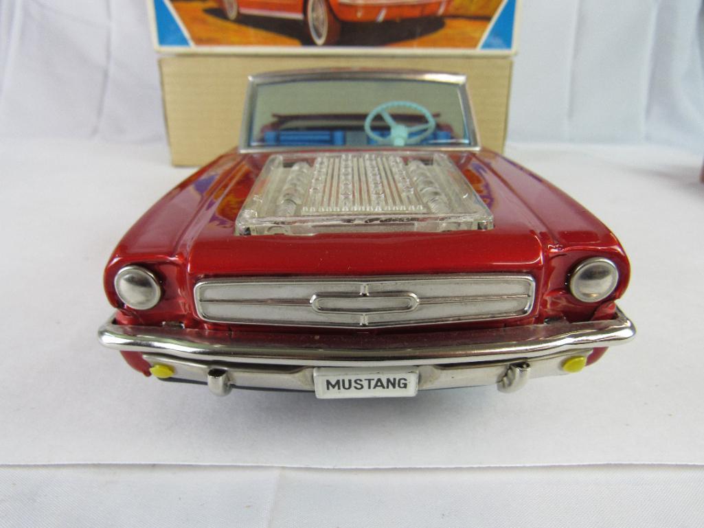 Outstanding Vintage Yonezawa Japan Tin Battery-Op Mustang Convertible MIB 13"