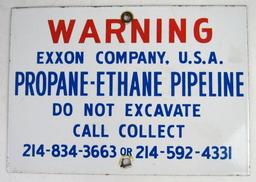 Vintage Porcelain Pipeline Sign- EXXON 7 x10"