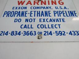 Vintage Porcelain Pipeline Sign- EXXON 7 x10"