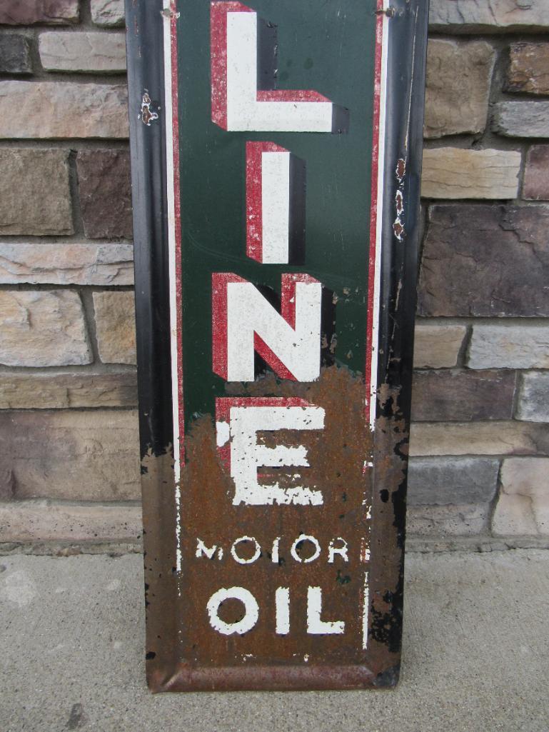 Vintage Valvoline Motor Oil 5 Ft. Embossed Metal Vertical Gas & Oil Sign