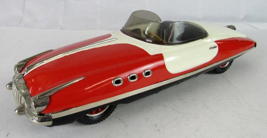 Excellent Vintage Paya (Spain) Tin Friction Futuristic Car 13.5"