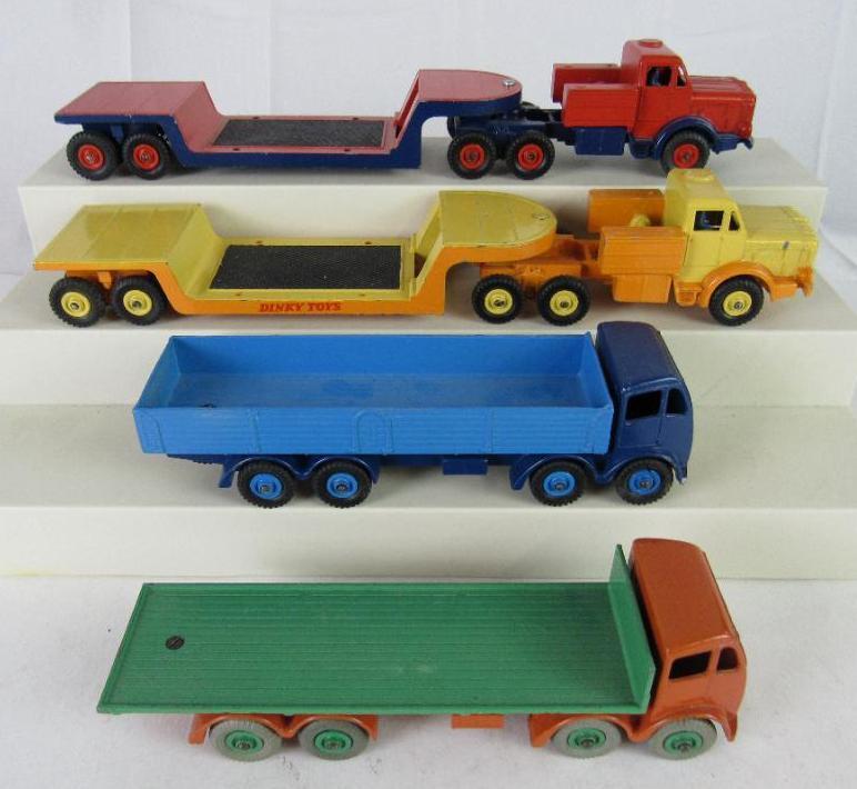 Lot (4) Vintage Dinky Toys Foden Trucks, Low-Loader Trucks, etc