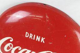 Excellent Vintage Coca Cola Coke 16" Metal Button Sign