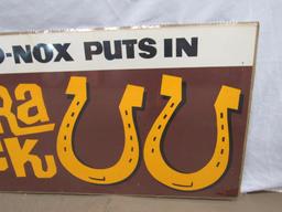 Vintage 1960's Gulf No Nox puts in "Extra Kick" Cardboard Service Station Sign 21 x 48"