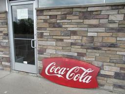 Outstanding 1960's Coca Cola Coke Double Fishtail 60" Metal Sign