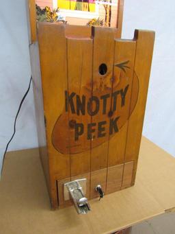 Excellent Antique "Knotty Peek, Do you Dare" Coin-Op Penny Arcade Peeping Machine