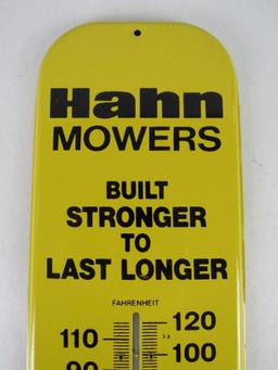 Vintage Hahn Lawn Mowers Metal Advertising Thermometer