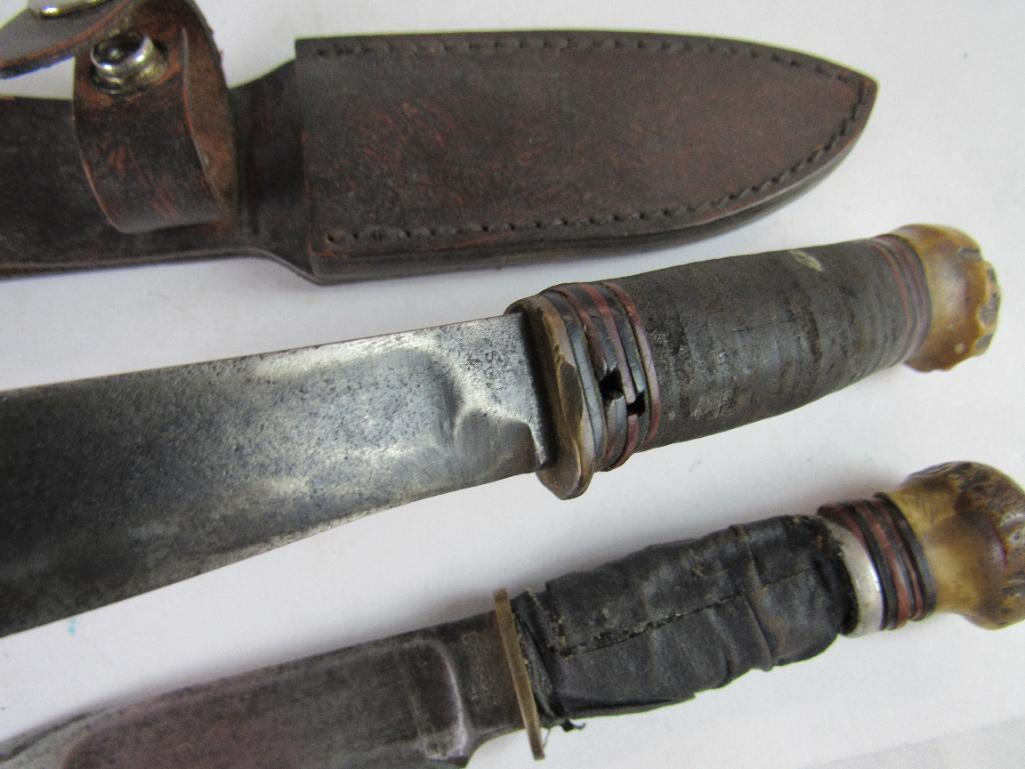 (2) EARLY Marbles Gladstone Fixed Blade Knives- See Photos.