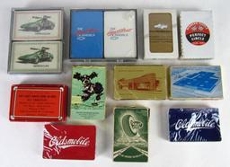 Grouping of Vintage Advertising Playing Card Decks- Kelly Tires, Oldsmobile, Chevy, Perfect Circle.