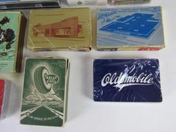 Grouping of Vintage Advertising Playing Card Decks- Kelly Tires, Oldsmobile, Chevy, Perfect Circle.