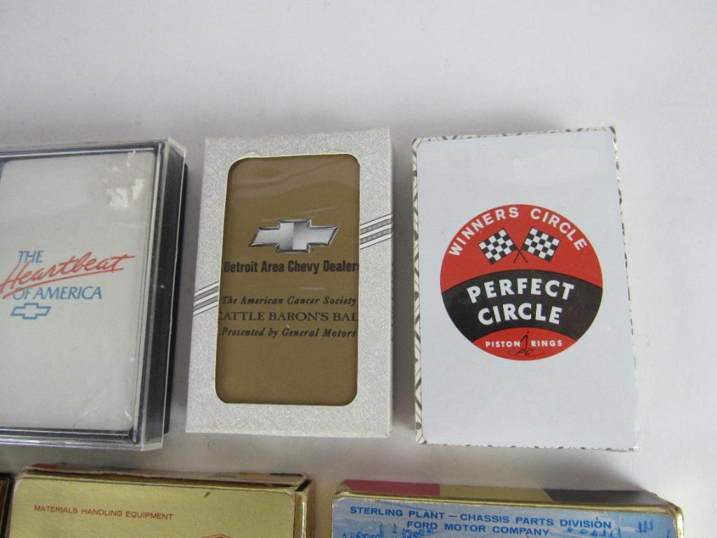 Grouping of Vintage Advertising Playing Card Decks- Kelly Tires, Oldsmobile, Chevy, Perfect Circle.