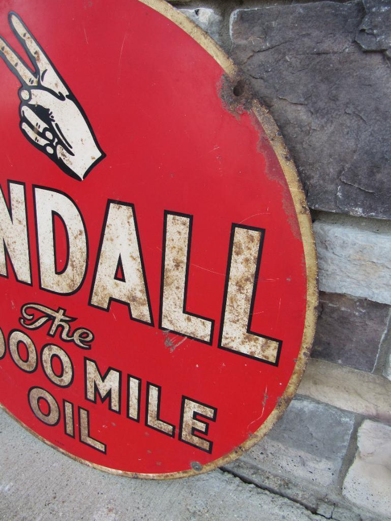 Outstanding 1954 Kendall Motor Oil "2000 Mile" Double Sided Service Station Sign