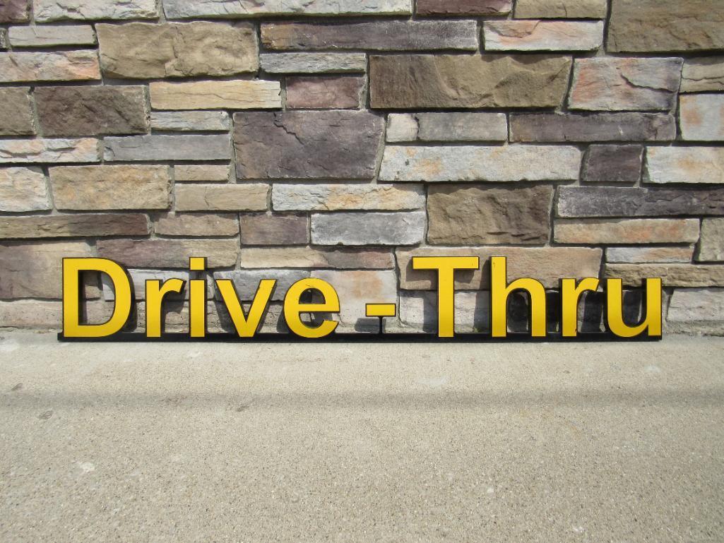 Rare Vintage McDonalds Restaurant Metal 5ft. 3-D "DRIVE THRU" Sign