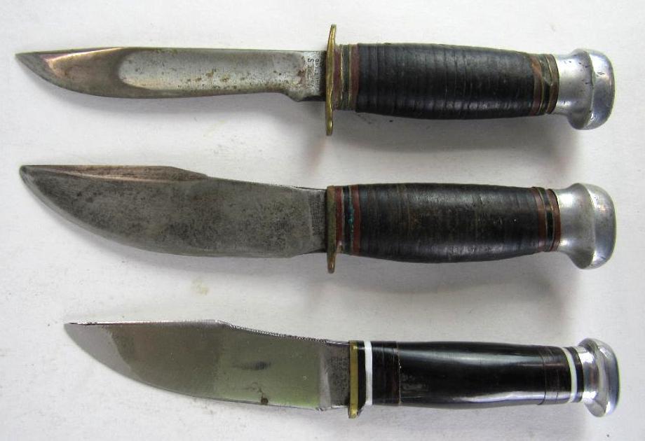 Lot (3) Antique Marbles Gladstone, Mich Fixed Blade Knives