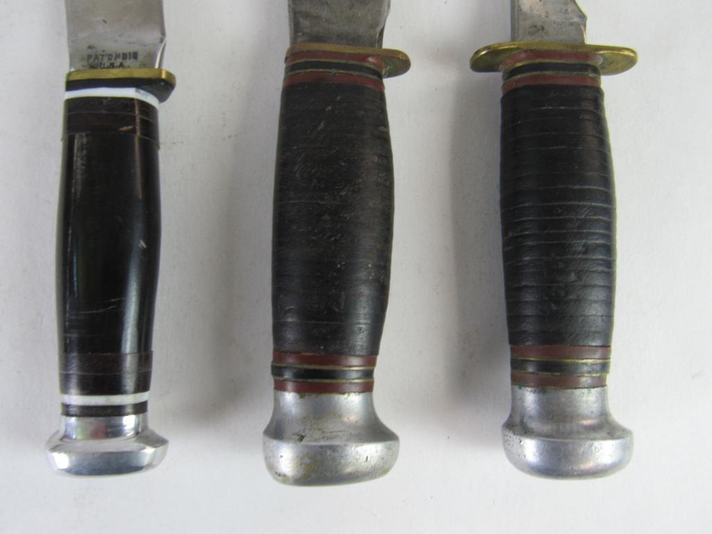 Lot (3) Antique Marbles Gladstone, Mich Fixed Blade Knives