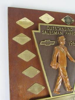 Excellent 1965 Queen City Chevrolet Salesman of the Year Award Plaque