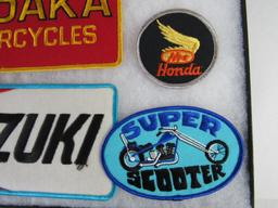 Excellent Lot Vintage Sewn Motorcycle related Patches- Honda, Suzuki, BSA, Yamaha+