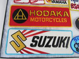 Excellent Lot Vintage Sewn Motorcycle related Patches- Honda, Suzuki, BSA, Yamaha+