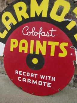 Rare Antique CARMOTE Colorfast Paints Porcelain Sign 31 x 38"