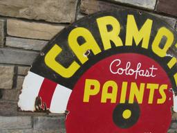 Rare Antique CARMOTE Colorfast Paints Porcelain Sign 31 x 38"